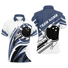 Load image into Gallery viewer, Blue and white Mens bowling shirts Custom Bowling Team League Jerseys, mens bowling outfits NQS8547