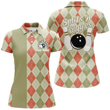 Load image into Gallery viewer, Splits 'n Giggles Women Bowling polo, 1/4 zip Shirt Personalized argyle pattern retro bowling Jerseys NQS9030