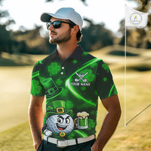 Load image into Gallery viewer, Green shamrock pattern Funny Golf Polo Shirt For Men Custom St Patrick's Day Lucky men's golf outfit NQS11134