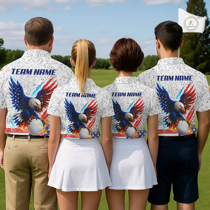 Grunge American Flag Eagle Golf Polo Shirt For Women Custom patriotic Team Golf Attire NQS11328