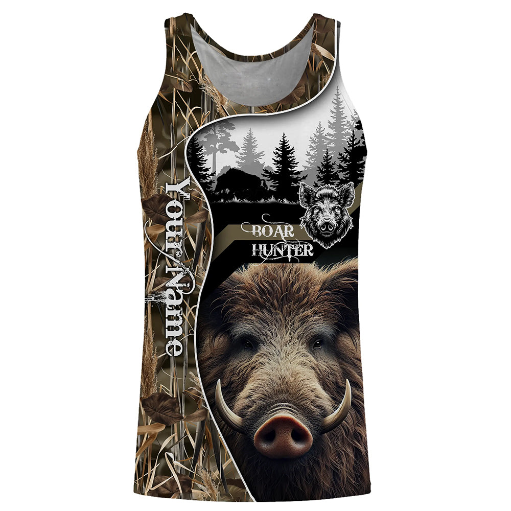 Wild Boar Hunting Camo Customize Name 3D All Over Printed Shirts Personalized Hunting gifts NQS635