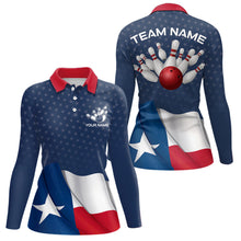Load image into Gallery viewer, Women's bowling Polo, Quarter Zip shirts Custom name Texas flag vintage Bowling Team Bowlers Jerseys NQS9768
