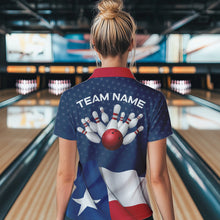 Load image into Gallery viewer, Women's bowling Polo, Quarter Zip shirts Custom name Texas flag vintage Bowling Team Bowlers Jerseys NQS9768