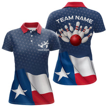 Load image into Gallery viewer, Women's bowling Polo, Quarter Zip shirts Custom name Texas flag vintage Bowling Team Bowlers Jerseys NQS9768