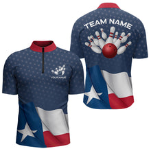 Load image into Gallery viewer, Men's bowling Polo, Quarter Zip shirts Custom name Texas flag vintage Bowling Team Bowlers Jerseys NQS9768