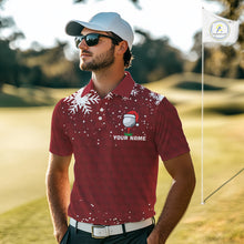 Load image into Gallery viewer, Red Christmas Golf Ball snowflake Men's Golf Polo shirts Custom Xmas Team Golf Outfits NQS10950