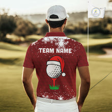 Load image into Gallery viewer, Red Christmas Golf Ball snowflake Men's Golf Polo shirts Custom Xmas Team Golf Outfits NQS10950