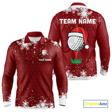 Load image into Gallery viewer, Red Christmas Golf Ball snowflake Men's Golf Polo shirts Custom Xmas Team Golf Outfits NQS10950
