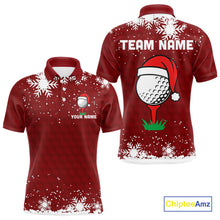 Load image into Gallery viewer, Red Christmas Golf Ball snowflake Men's Golf Polo shirts Custom Xmas Team Golf Outfits NQS10950