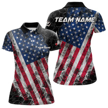 Load image into Gallery viewer, Smoke American Flag Black Bowling Camo shirts for Women Custom patriotic Team bowling jersey NQS9779