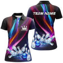 Load image into Gallery viewer, Colorful Lights Bowling Team jersey Custom Bowling Polo, Quarter Zip Shirt For Women, gift for bowlers NQS7939