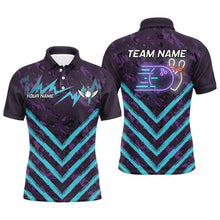 Load image into Gallery viewer, Purple Camo Lightning Storm Bowling Shirts For Men Custom Bowling Team Jerseys with name | Cyan Blue NQS8811