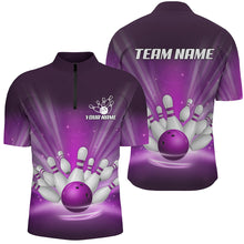 Load image into Gallery viewer, Purple light Bowling Polo, Quarter Zip Shirts For Men Custom Bowling Team League Uniform NQS8818