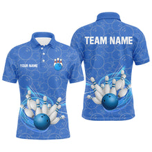 Load image into Gallery viewer, Blue Camo Bowling Polo, Quarter Zip Shirts For Men Custom Bowling Team League Uniform Jerseys NQS8819