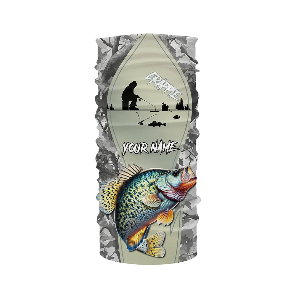 Personalized Winter camo Crappie Ice Fishing Shirts Custom Team Crappie Long Sleeve Fishing Jersey NQS9288