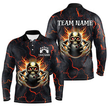 Load image into Gallery viewer, Custom Bowling Shirt for Men Personalized Skull Bowling Jersey Bowling Team League Polo, 1/4 Zip Shirt NQS8376