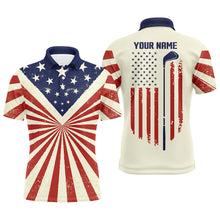 Load image into Gallery viewer, Vintage American flag patriotic Mens golf polo shirt custom men's flag polo shirt tournament golf gift NQS5377