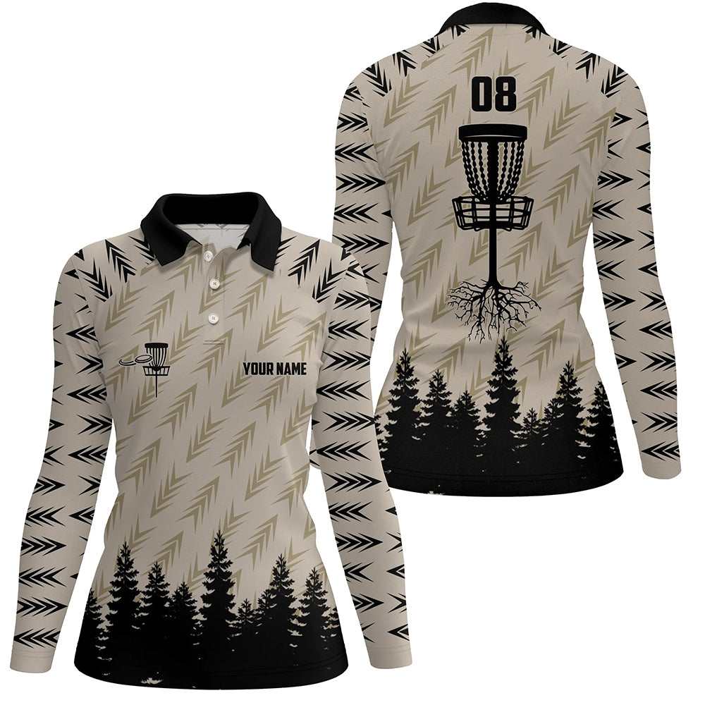 Womens disc golf polo shirt custom name and number disc golf basket camo Woods lady disc golf jerseys NQS6049