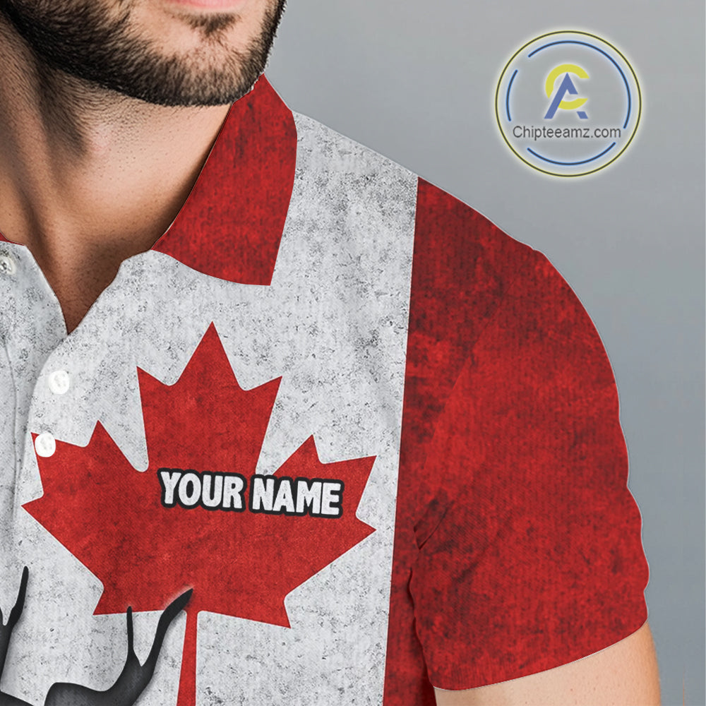 Vintage Canadian Flag broken golf ball Mens Golf polo shirts Custom patriotic Golf attire For Mens NQS10050