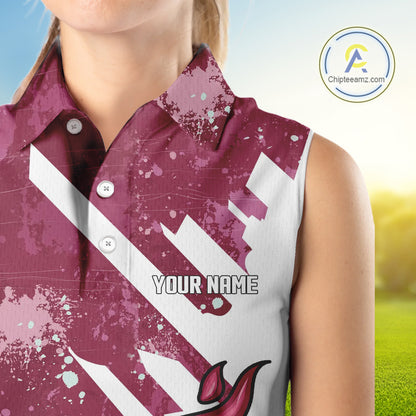 Pink & white golf ball flame Women Sleeveless Polo Shirt custom team golf shirt, ladies golf clothing NQS10977