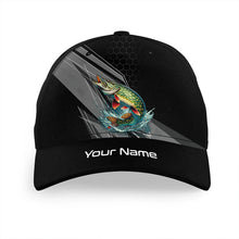 Load image into Gallery viewer, Personalized Black camo Northern Pike Fishing Hats, Pike fishing hats for men, women NQS9925