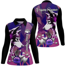 Load image into Gallery viewer, Purple Wolf Bowling Polo, Quarter Zip Shirts For Women Custom Bowling Team League Jersey Bowler Outfit NQS8403