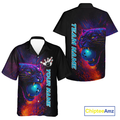 Colorful Panther Bowling Jerseys Bowling Hawaiian Shirt Custom Bowling Team shirts for bowlers NQS11186