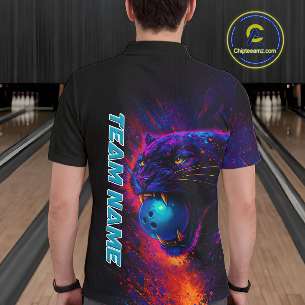 Colorful Panther Bowling Jerseys Bowling Shirt for Men Custom Bowling Team shirts for bowlers NQS11186
