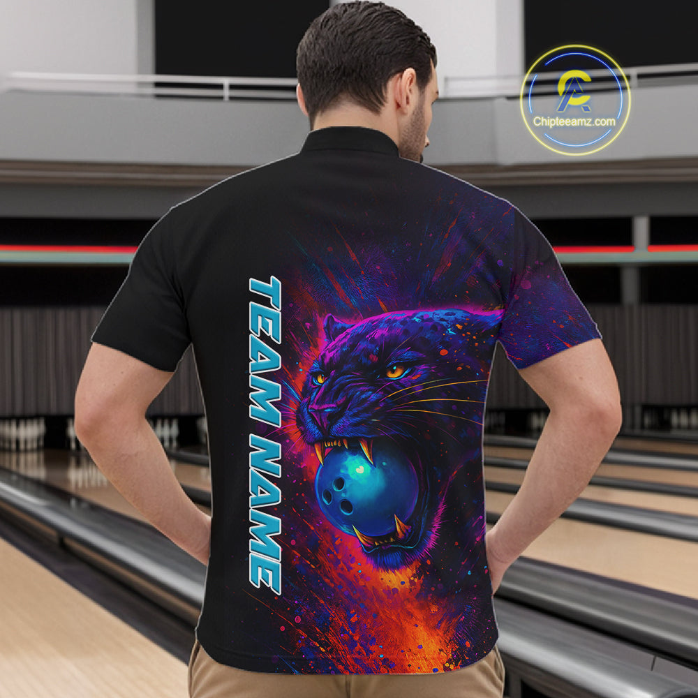 Colorful Panther Bowling Jerseys Bowling Shirt for Men Custom Bowling Team shirts for bowlers NQS11186