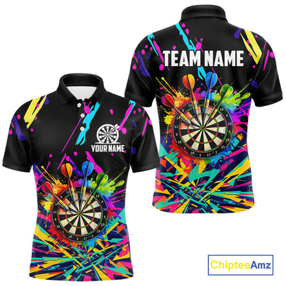 Personalized Colorful Darts Shirt For Men Custom Darts Team Jersey Polo & 1/4 Zip Shirts NQS11374