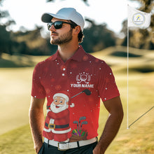 Load image into Gallery viewer, Funny Santa Golf Red Christmas snowflake pattern Men's Golf Polo shirts Custom Xmas Golf Outfits NQS10993