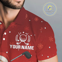 Load image into Gallery viewer, Funny Santa Golf Red Christmas snowflake pattern Men's Golf Polo shirts Custom Xmas Golf Outfits NQS10993