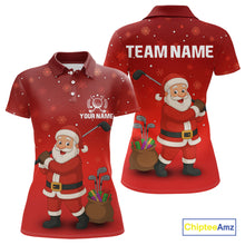 Load image into Gallery viewer, Funny Santa Golf Red Christmas snowflake pattern Women's Golf Polo shirts Custom Xmas Golf Outfits NQS10993