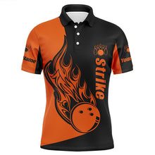 Load image into Gallery viewer, Custom Black Orange bowling shirt for men – personalized team jersey front view
