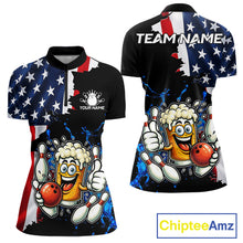 Load image into Gallery viewer, Funny Beer Bowling Shirts for Women Custom US Flag Patriotic Team Bowling Jerseys Uniforms NQS11602