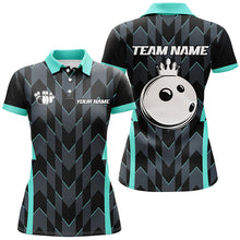 Load image into Gallery viewer, Bowling Polo, Quarter zip shirt for women custom camo bowling Team jersey, gift for bowler | Turquoise NQS8201