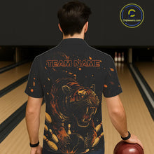 Load image into Gallery viewer, Personalized Black and Orange Tiger Bowling Team Hawaiian Shirt, Tiger Bowling Jersey NQS11203