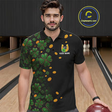 Load image into Gallery viewer, Personalized Green Clover St Patrick's Day pattern Bowling Shirts For Men, Team Bowling Jerseys NQS11206
