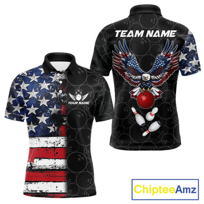 American Flag Eagle Bowling shirts for men Custom patriotic team bowling jerseys, gift for bowlers NQS11406