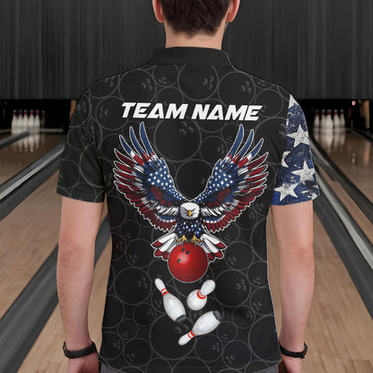American Flag Eagle Bowling shirts for men Custom patriotic team bowling jerseys, gift for bowlers NQS11406