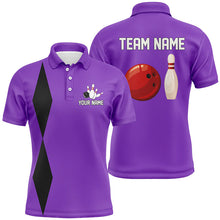 Load image into Gallery viewer, Personalized Retro Bowling Polo, Quarter Zip Shirts For Men custom vintage bowling team jersey| Purple NQS8003