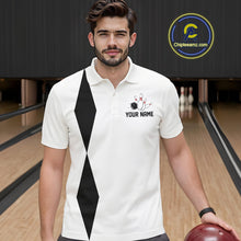 Load image into Gallery viewer, Personalized Retro Bowling Polo, 1/4 Zip Shirts For Men custom vintage bowling team jersey | White NQS11014