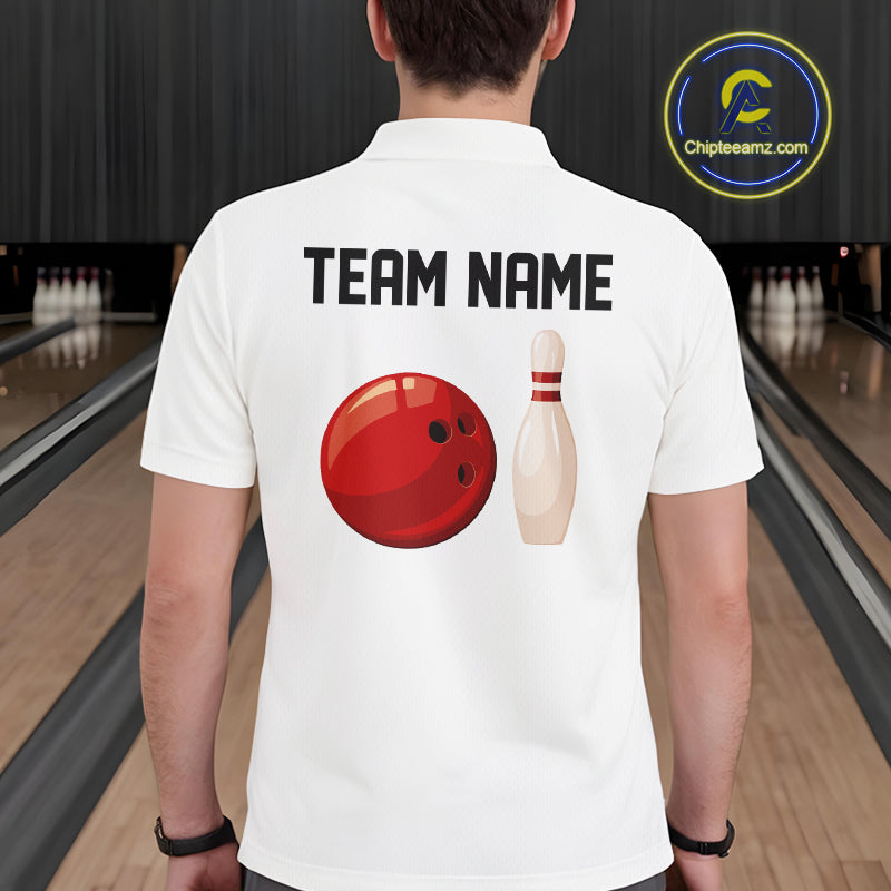 Personalized Retro Bowling Polo, 1/4 Zip Shirts For Men custom vintage bowling team jersey | White NQS11014