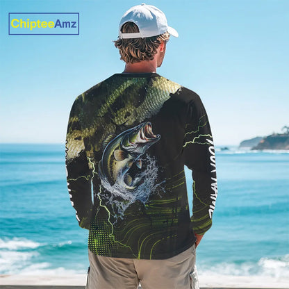 Personalized Largemouth Bass Fishing jerseys, Bass scales lightning thunder tournament fishing shirts NQS11226