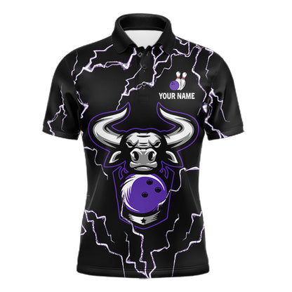 Bowling Bull Thunder Lightning Black & Purple Bowling shirt for men custom Bowling Team League Jersey NQS11419