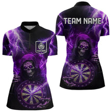 Load image into Gallery viewer, Skull Purple lightning thunder Darts Shirts For Women Custom Dart Team Jerseys NQS9494