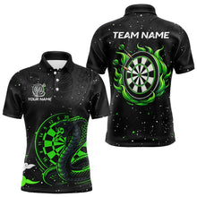 Load image into Gallery viewer, Black and Green Cobra Snake Darts Polo, Quarter Zip Shirts For Men Custom Name Darts Team Jerseys NQS9656