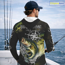 Load image into Gallery viewer, Personalized Black and Green Bass fishing scales compass Performance long sleeve Fishing Team Shirts NQS11725