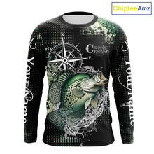Load image into Gallery viewer, Custom Black and Green Crappie fishing scales compass Performance long sleeve Fishing Team Shirts NQS11727