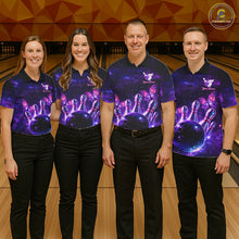 Load image into Gallery viewer, Custom Purple Galaxy Butterfly Bowling Shirts For Men, Bowling Team Shirt With Butterflies NQS11627